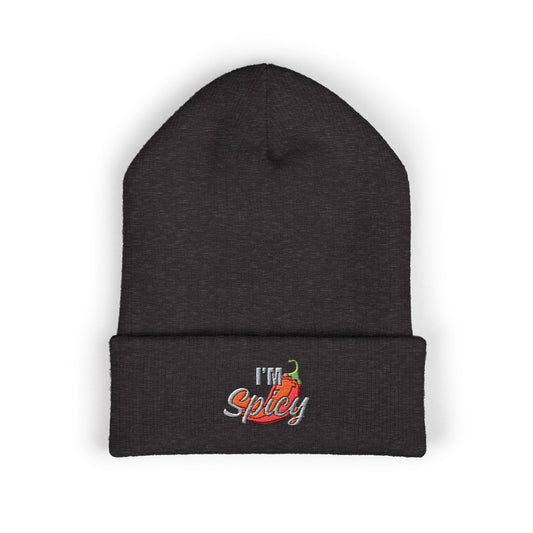 Spicy Chili Embroidered Beanie — Cuffed Knit Hat