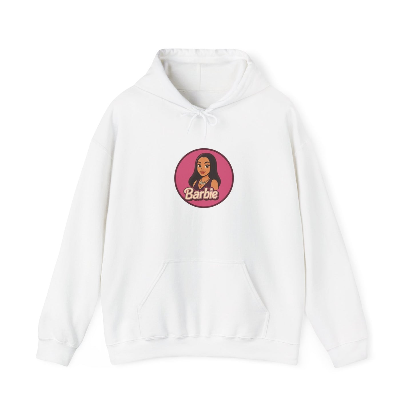 Barbie Logo Hoodie — Retro Pink Circle Graphic Sweatshirt